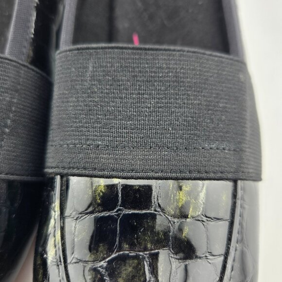 ✨ Ros Hommerson Erica Croc Patent Leather Wedge Loafers | Iridescent Black | Siz - Picture 8 of 14